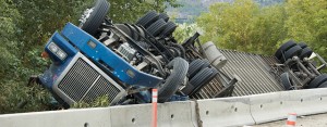 truck accident with semi overturned