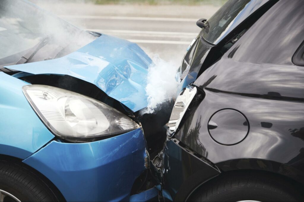 2 cars involved in rear-end collision
